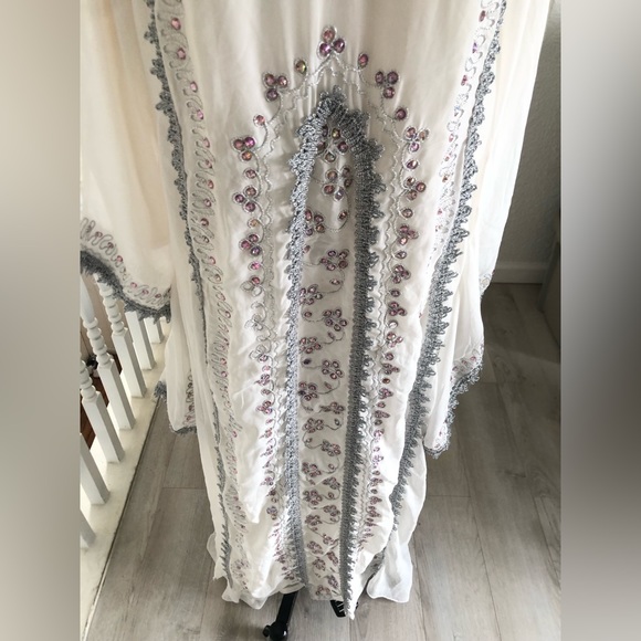 White chiffon long kaftan dress. - Picture 6 of 15